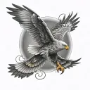 birds of prey flying tattoo design idea