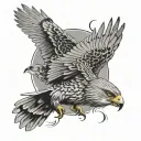 birds of prey flying tattoo design idea
