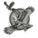 birds of prey flying tattoo design idea