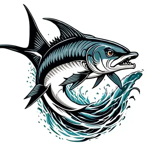 celtic marlin jumping tattoo design idea