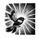 sunbeams on shoulder with bird flying through it. continue the design round the back of my shoulder and down my arm tattoo design idea