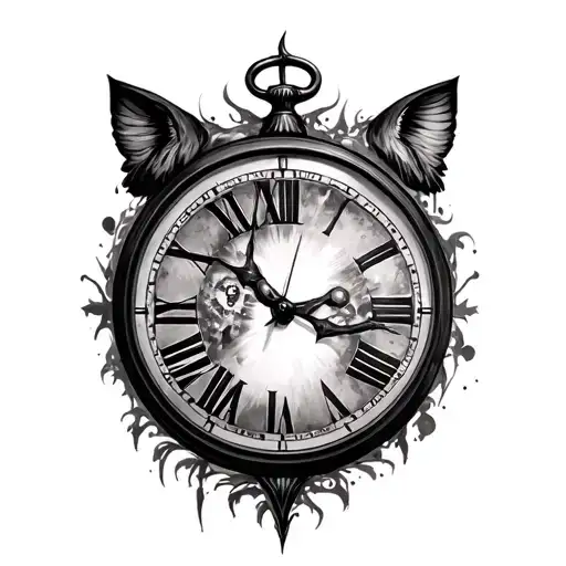 Leon and clock tattoo design idea