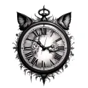Leon and clock tattoo design idea