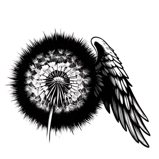 A tattoo design of a dandelion turning into angel wings, symbolizing the passing of your mother and her presence always being with you tattoo design idea