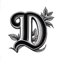 Cursive D tattoo design idea