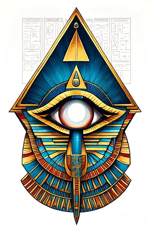 your Soul Contract triangle (7–3–3) with Egyptian symbolism like the Eye of Ra  tattoo design idea
