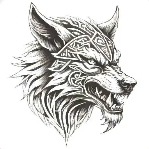 ronin viking wolf tattoo design idea