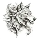 ronin viking wolf tattoo design idea