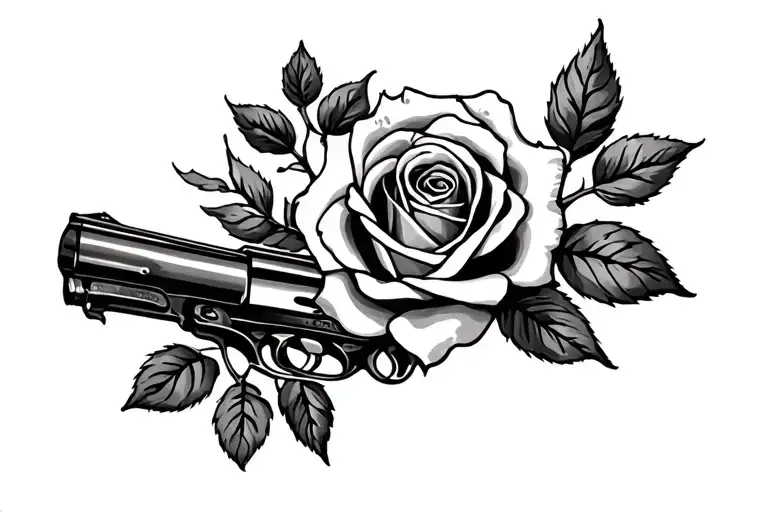 shotgun shells & roses tattoo design idea