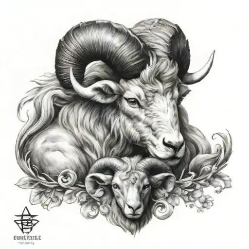 aries and leo zodiac sign tattoo design idea