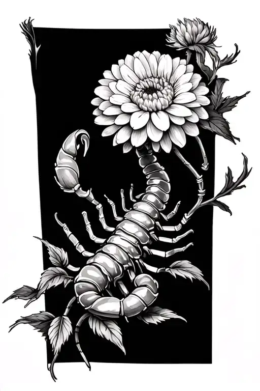 chrysanthemum with scorpio tattoo design idea