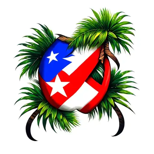 Taino symbol with Puerto Rican flag intertwined tattoo design idea