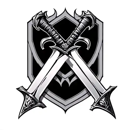 Two crossed or intertwined swords Demon Slayer anime tattoo design idea