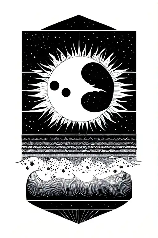 moon and sun at the edge of the tattoo design idea