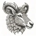 A lamb with a deer's antlers wearing a Lion's pelt tattoo design idea