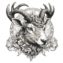 A lamb with a deer's antlers wearing a Lion's pelt tattoo design idea