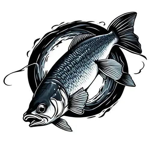 redfish swimming in a circle tattoo tattoo design idea