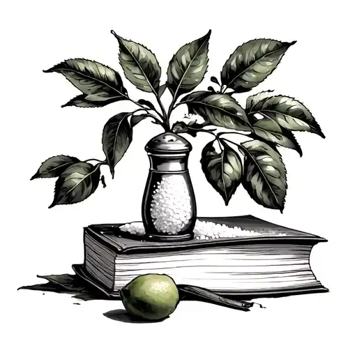 salt shaker book and a lemon tree tattoo design idea