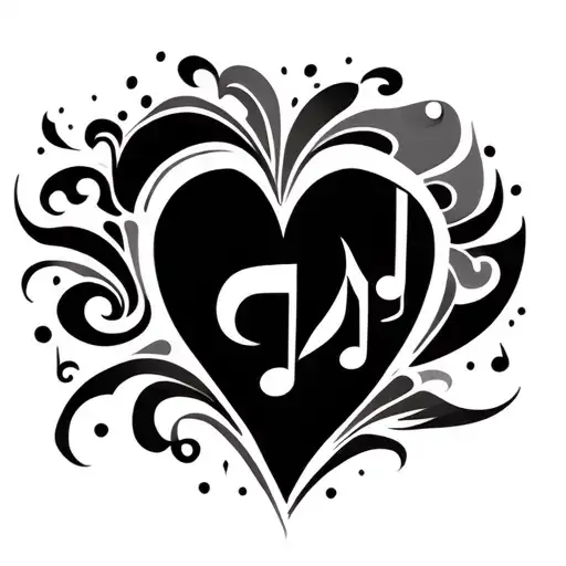 maori tattoo wave music note heart tattoo design idea