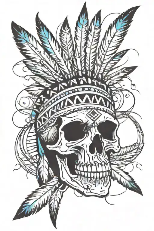 native american skull tattoo design idea