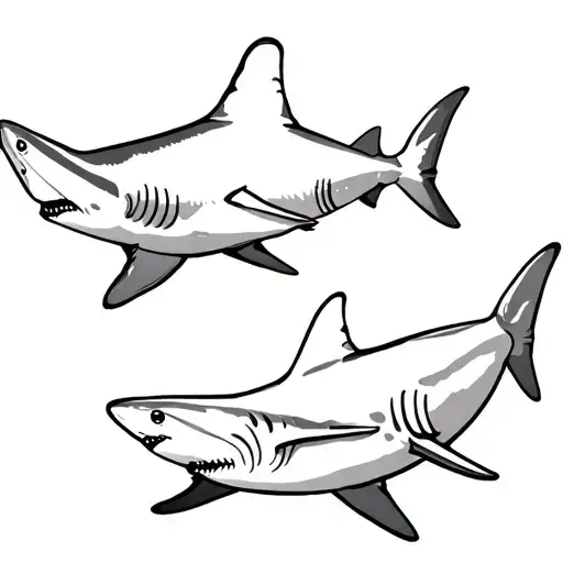 hammerhead shark and lemon shark  tattoo design idea