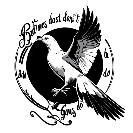a dove and written in circle around the dove : "bad times don't last, bad guys do" tattoo design idea