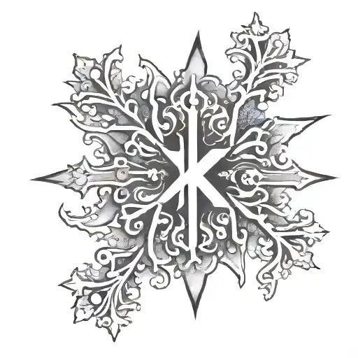 Snowflake & K letter tattoo design idea