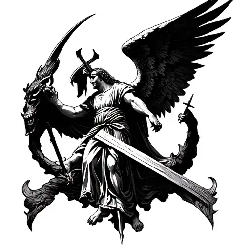 saint michael killing satan orthodox church tattoo design idea