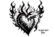" set your heart ablaze" with flames from demon slayer anime tattoo design idea