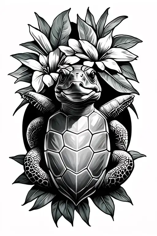 Hawaiian style turtle tattoo design idea