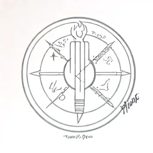 twenty one pilots logo AND a torch, lyrics that say "push on through"   tattoo design idea