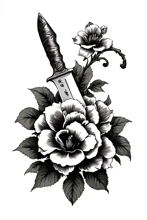 Belladonna wrapped around a knife tattoo design idea