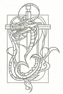 small cross with Aztec dragon wrapped tattoo design idea