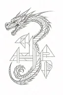 small cross with Aztec dragon wrapped tattoo design idea