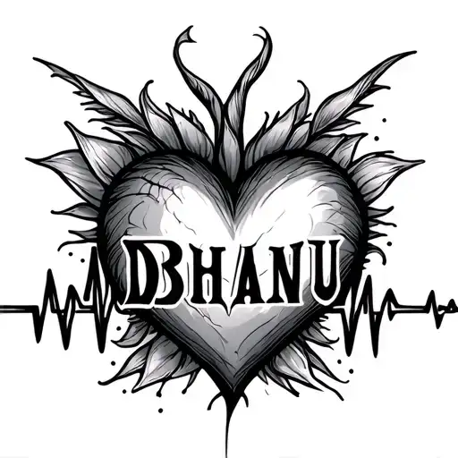dhanu name heart beat line tattoo tattoo design idea