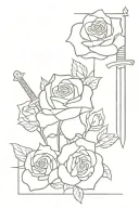 Swords and rose tattoo design idea