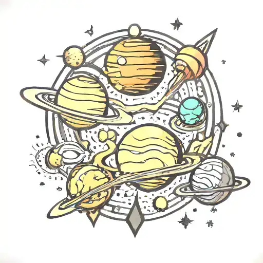 planets aligning tattoo design idea
