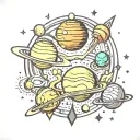 planets aligning tattoo design idea