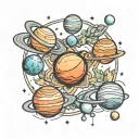 planets aligning tattoo design idea
