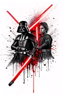 half darth vader vs anakin with lightsabers tattoo design idea