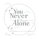 A minimalist tattoo of a starry night sky with the quote 'You are never alone' incorporated into the design, representing the comfort and support of loved ones in times of mental health struggles tattoo design idea
