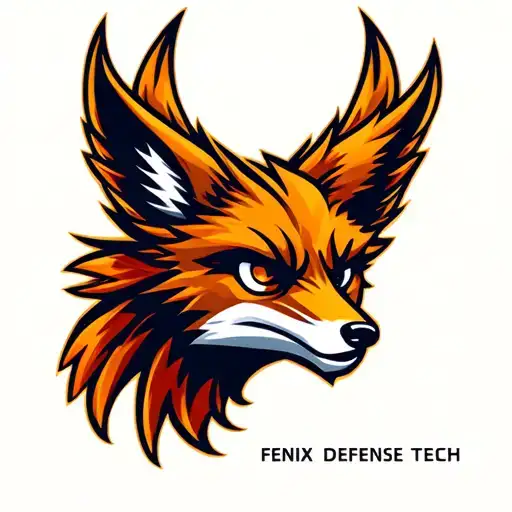 "Fenix Defense Tech" Military Style Fox Head with Phoenix Body with strength logo tattoo design idea