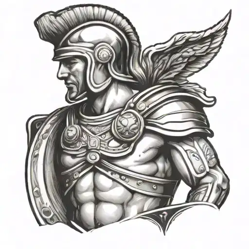 Roman soldier with a helmet in the shape of a man's penis. tattoo design idea