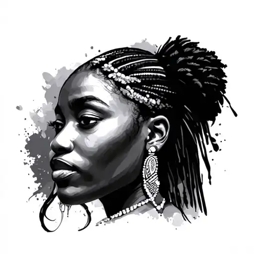 Kenyan woman face tattoo design idea