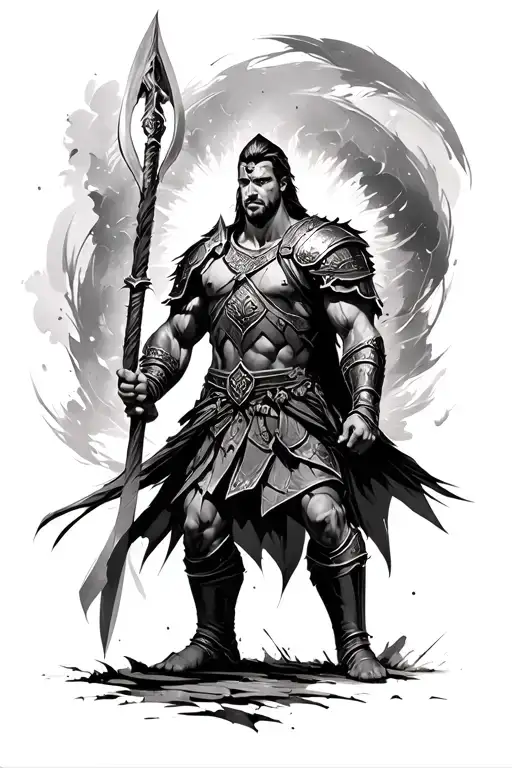 warrior in battle gladiator or spartan tattoo design idea