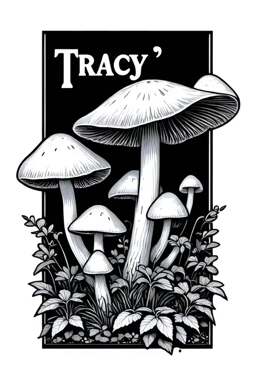 "Tracy " mushrooms growing tattoo design idea