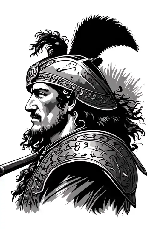 Spanish Conquistador side profile tattoo design idea