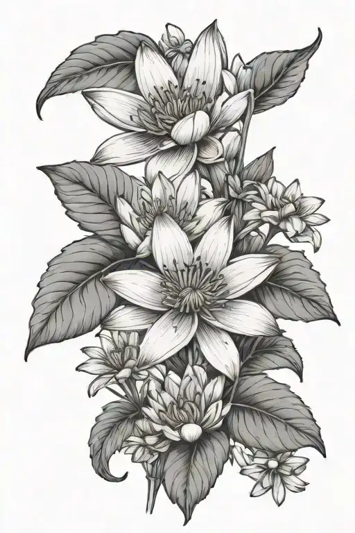 flower bouquet water lily thyme black eyed susan flower tattoo design idea