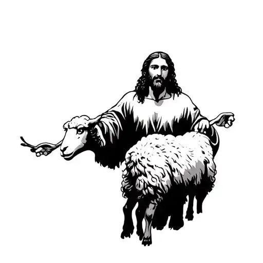 Jesus leaving the 99 sheep to find the one tattoo design idea