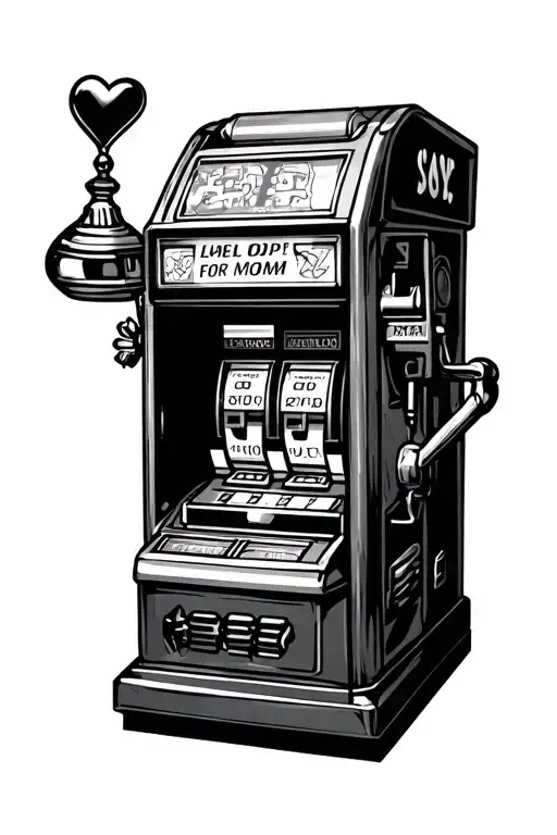 front forearm memorial tattoo for my mom with a heart slot machine with a pull bar on the side inside tattoo design idea